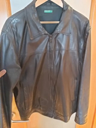 Chaqueta Piel Benetton Negra Talla XL
