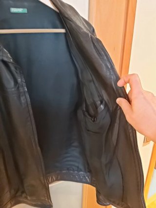 Chaqueta Piel Benetton Negra Talla XL