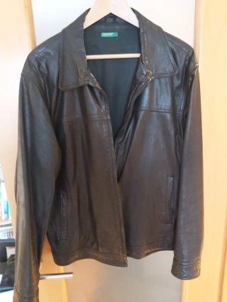 Chaqueta Piel Benetton Negra Talla XL
