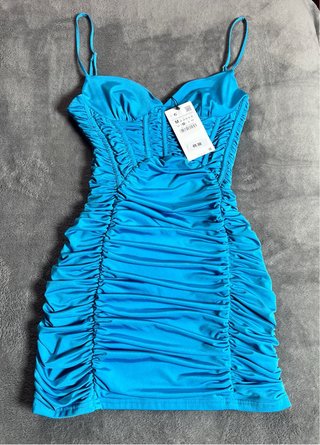 Vestido corto Zara turquesa Talla M