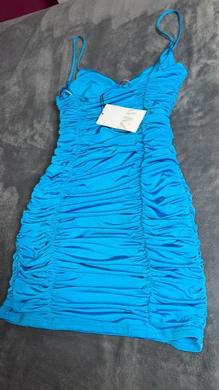 Vestido corto Zara turquesa Talla M