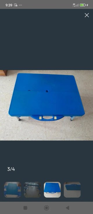 Mesa Camping Plegable con Taburetes Azul