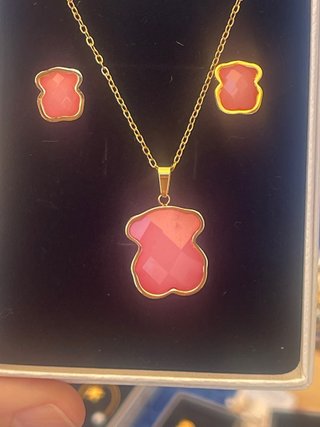 Conjunto Tous Collar y Pendientes Oso Rosa