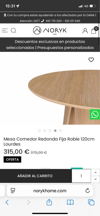 Mesa Comedor Redonda Roble 120cm Noryk Home