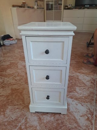 Mesita de noche blanca de madera, medidas 30x27x60