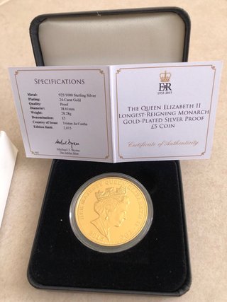 Moneda Plata Esterlina 925 Chapada Oro 5 Libras