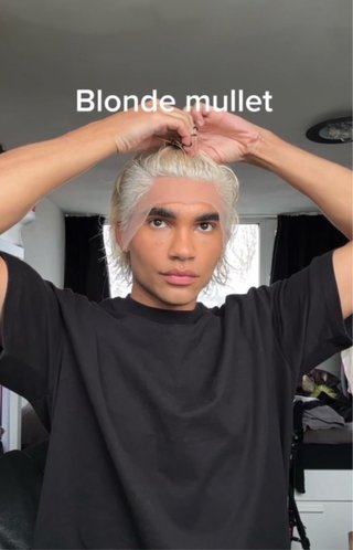 Peluca Mullet Hombre Rubio