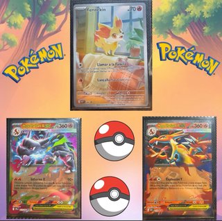 Lote cartas Pokémon: Fennekin, Charizard X, Chariz