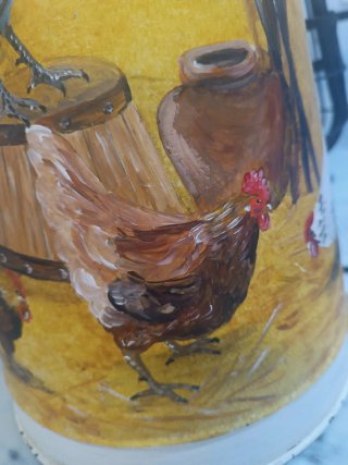 Carbonera holandesa pintada a mano paragüero