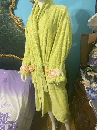 Accappatoio vintage spugna fiori