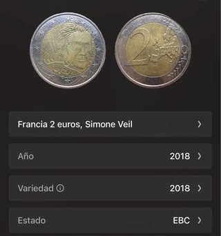 Moneda 2€ Francia Simone Veil 1975-2017
