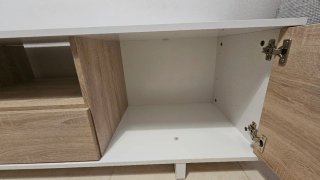 Mueble TV nórdico moderno blanco y madera