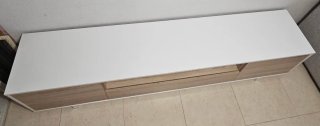 Mueble TV nórdico moderno blanco y madera