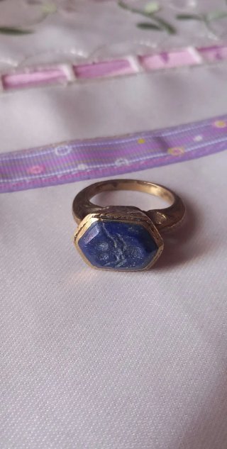 Anello sigillo afghano lapislazzuli oro