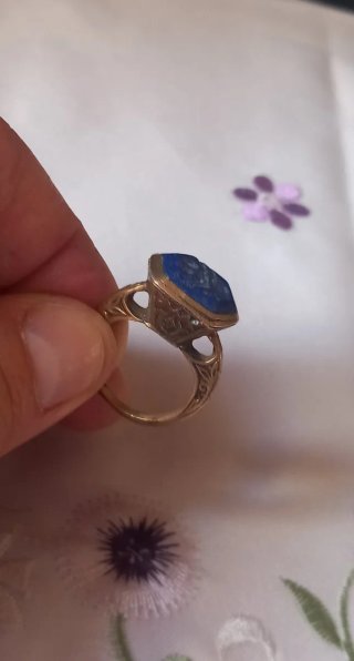 Anello sigillo afghano lapislazzuli oro