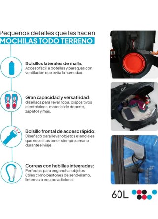 Mochila senderismo 60L Nueva a estrenar