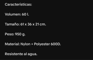 Mochila senderismo 60L Nueva a estrenar