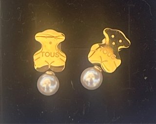 Pendientes Tous Oso Perla Dorados.