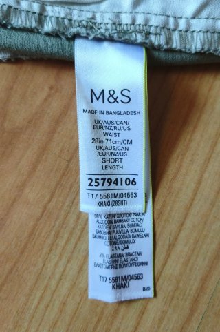 Pantalón corto M&S caqui W28