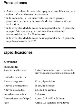 Altavoces Sony SS-S9