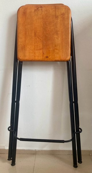 Taburetes altos plegables de madera y metal (x2)