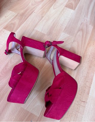 Bershka Tacones Plataforma Rojo Fucsia
