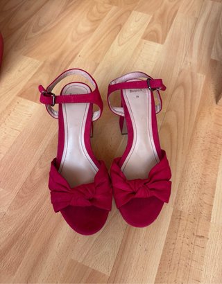 Bershka Tacones Plataforma Rojo Fucsia