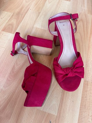 Bershka Tacones Plataforma Rojo Fucsia