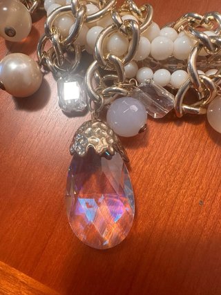 Collar Maximalista Perlas Cristales Eslabones dora