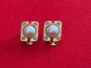 Pendientes clip vintage perla y cristales