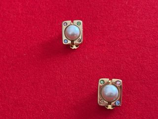 Pendientes clip vintage perla y cristales