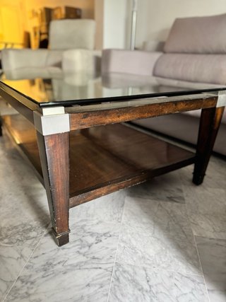 Mesa consola alta y baja con espejo