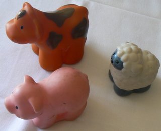 RARI - Vintage - Set animali fattoria gomma dura
