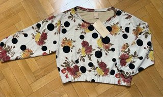 Sudadera crop Zara Flores y Topos | Talla S