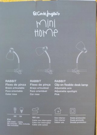 Lámpara Flexo Pinza Rosa El Corte Inglés Nueva