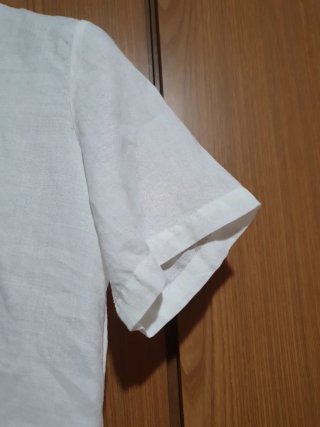 Camicia bianca lino mezze maniche alamari