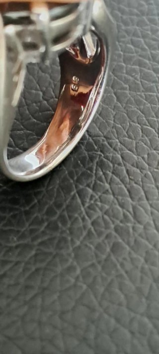 Anello Argento Massiccio Quarzo Fiume Tg 18.5