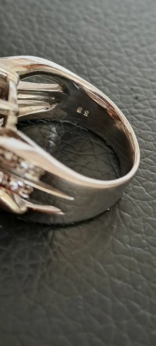 Anello Argento Massiccio Quarzo Fiume Tg 18.5