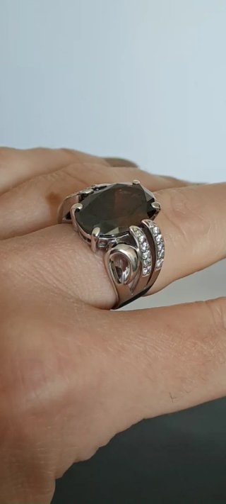 Anello Argento Massiccio Quarzo Fiume Tg 18.5
