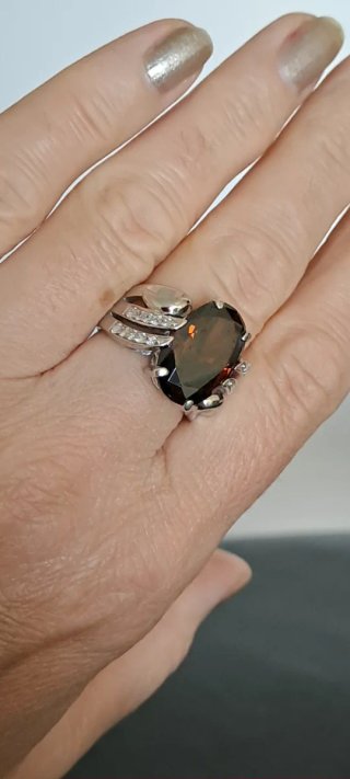Anello Argento Massiccio Quarzo Fiume Tg 18.5