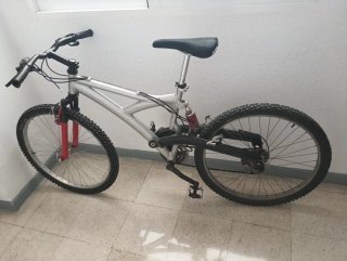 Bicicleta de montaña plateada