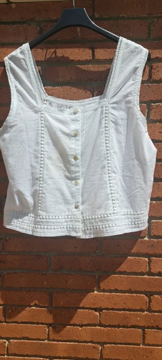 Top de algodón blanco talla única