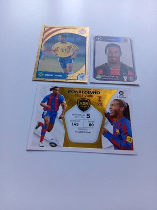 Lote 3 cromos Ronaldinho Panini