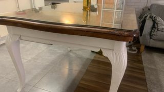 Mesa comedor antigua madera maciza con cristal