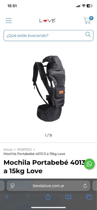Mochila Portabebé Love 0-15kg