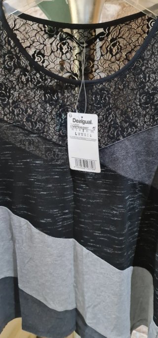 Top Desigual Negro y Gris Nuevo