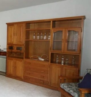 Librería salón madera y cristal