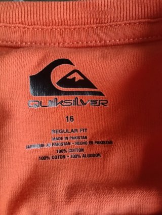 Camiseta Quiksilver Algodón Naranja Manga Corta