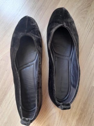 Bailarinas terciopelo y piel marron Massimo Dutti