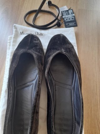 Bailarinas terciopelo y piel marron Massimo Dutti